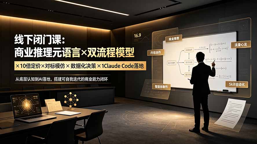 (19381期)线下闭门课:商业推理元语言×双流程模型×10倍定价×对标模仿×数据化决策×Claude Code落地,击穿认知盲区-网赚副业网