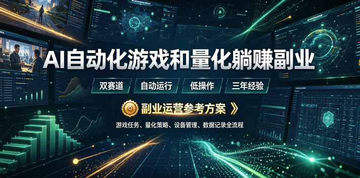 （19388期）AI全自动游戏和量化躺赚副业：日入几百，稳定运行三年的项目！-网赚副业网