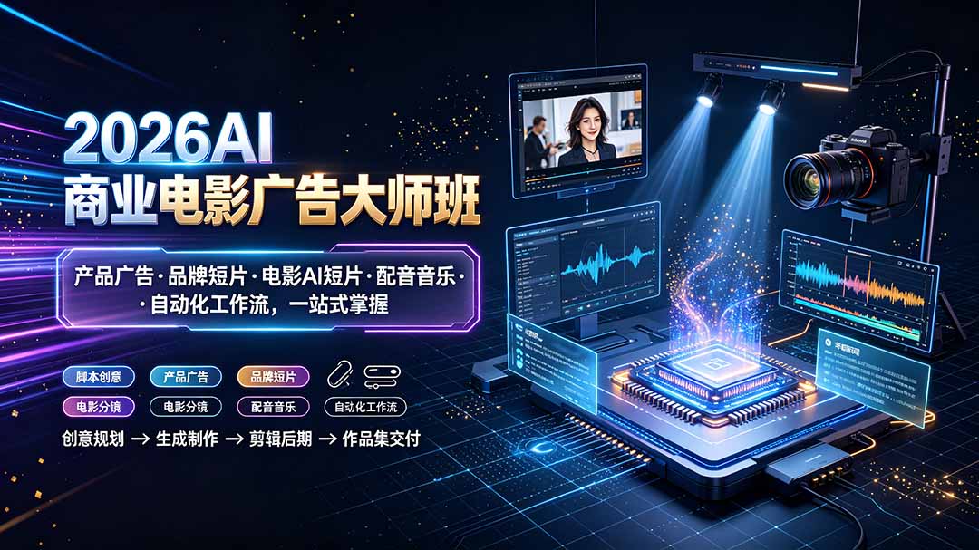 (19303期)2026AI商业电影广告大师班:产品广告·品牌短片·电影AI短片·配音音乐·自动化工作流,一站式掌握-网赚副业网