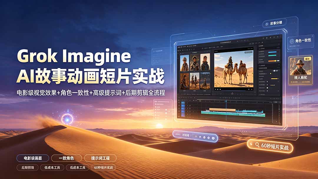 (19305期)Grok Imagine AI故事动画短片实战:电影级视觉效果+角色一致性+高级提示词+后期剪辑全流程-网赚副业网