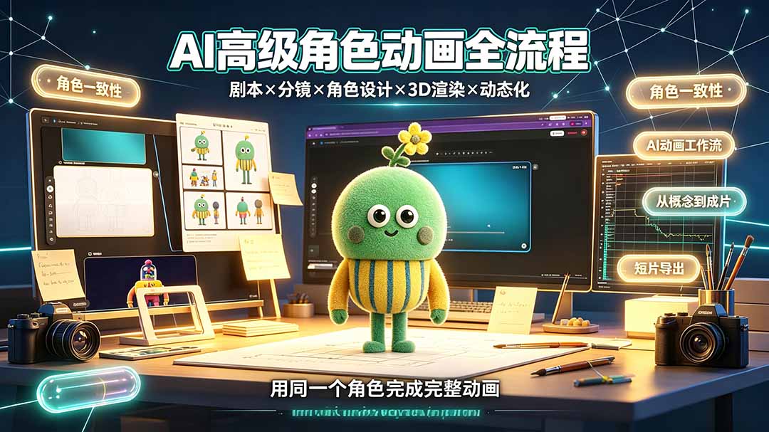(19304期)AI高级角色动画全流程:剧本×分镜×角色设计×3D渲染×动态化,从概念到成片一站式教学-网赚副业网