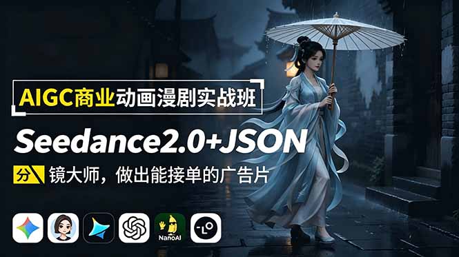 (19350期)AIGC商业动画漫剧实战班-更新:Seedance2.0+JSON分镜大师,做出能接单的广告片-网赚副业网