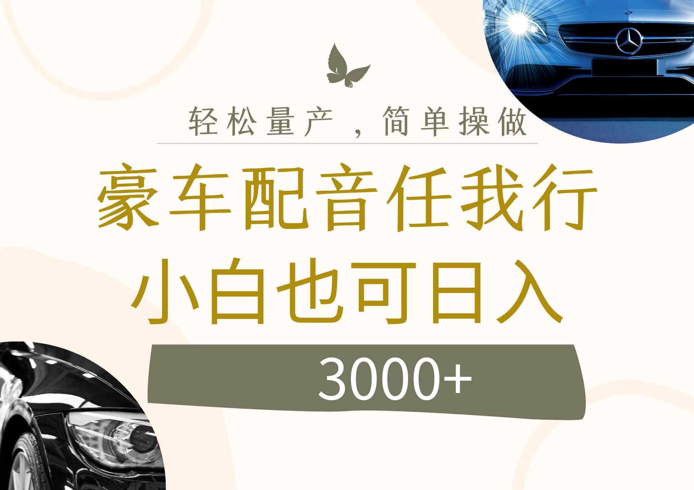 不为人知的暴力小项目,豪车配音,日入3000+-网赚副业网