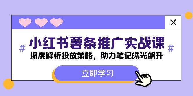 小红书-薯 条 推 广 实战课:深度解析投放策略,助力笔记曝光飙升-网赚副业网