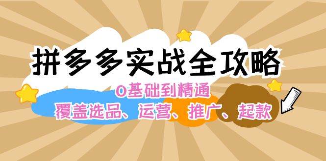 拼多多实战全攻略：0基础到精通，覆盖选品、运营、推广、起款-网赚副业网