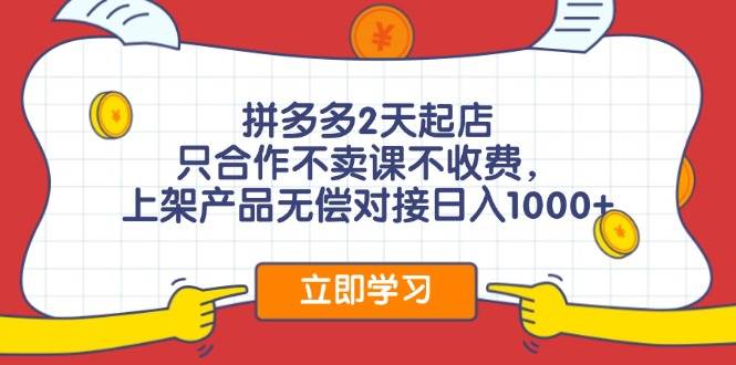 拼多多0成本开店,只合作不卖课不收费,0成本尝试,日赚千元+-网赚副业网