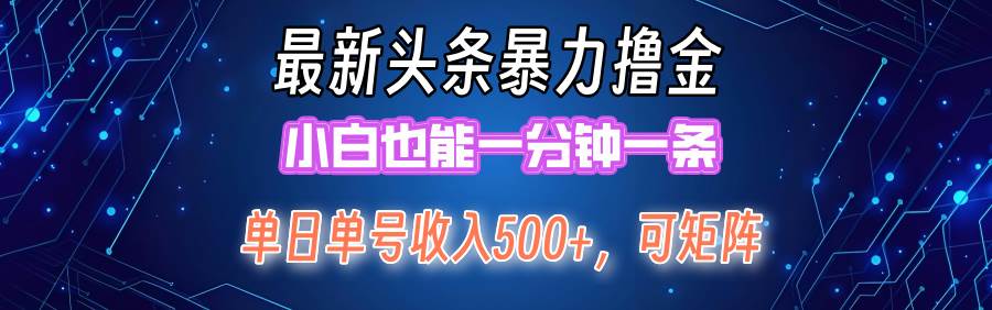 最新暴力头条掘金日入500+,矩阵操作日入2000+ ,小白也能轻松上手!-网赚副业网