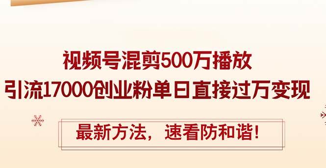 精华帖视频号混剪500万播放引流17000创业粉,单日直接过万变现,最新方...-网赚副业网